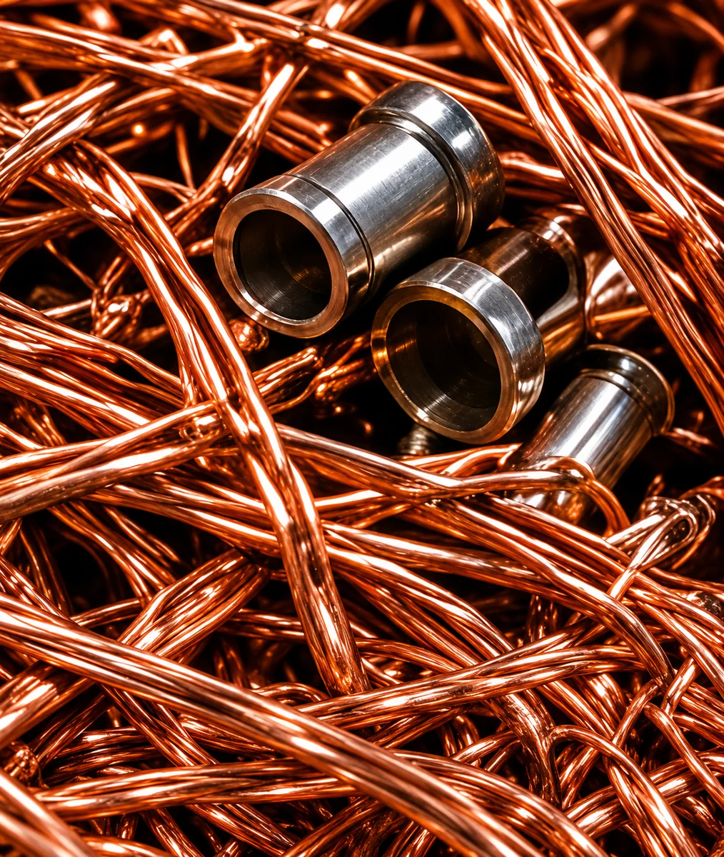 Sorted copper metal ready for recycling